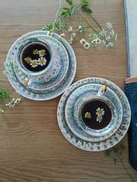 Trio vintage porcelana Fena Porzellan złoty wzór