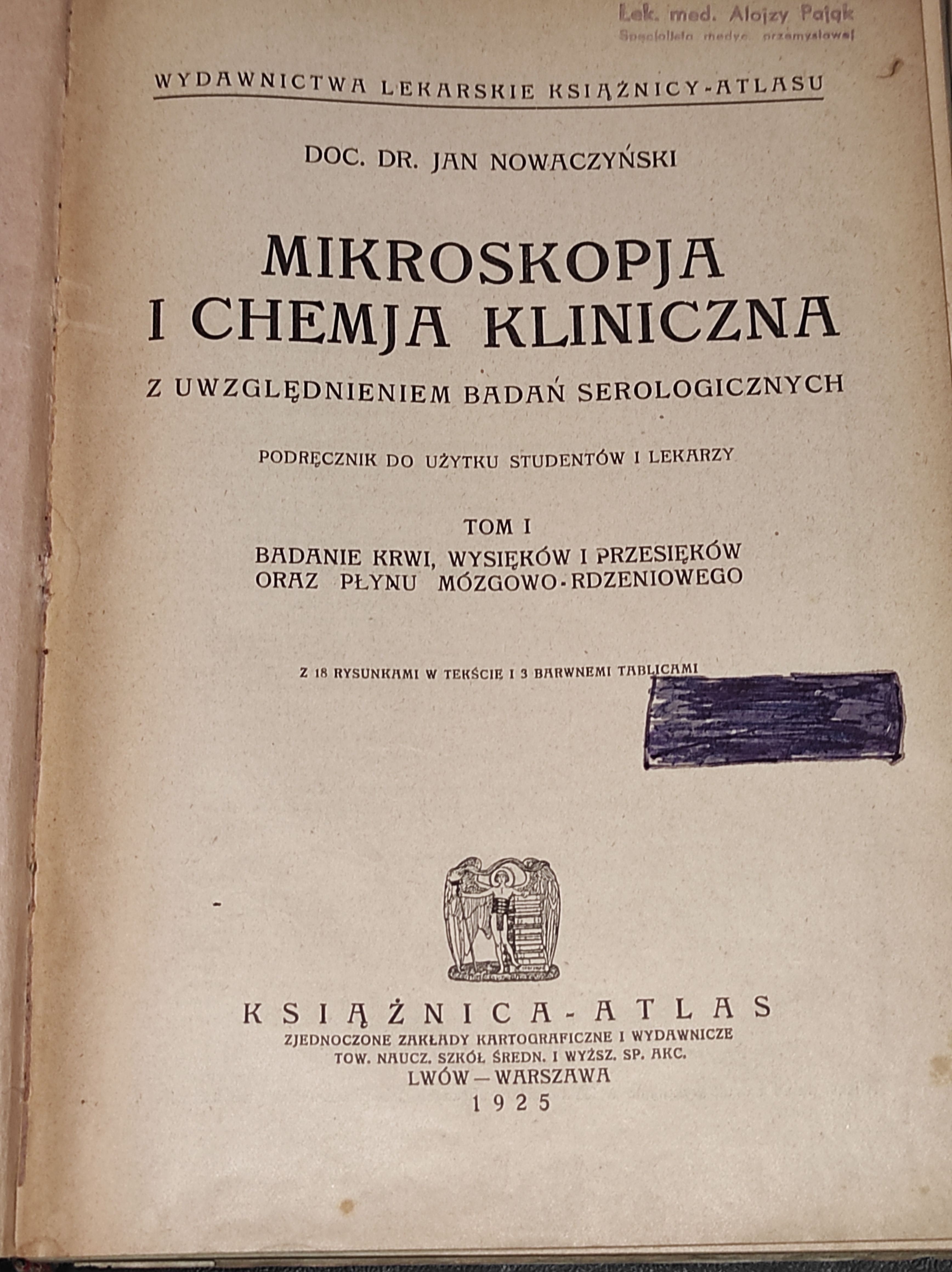 Mikroskopja i Chemja Kliniczna NOWACZYŃSKI - 1925r.