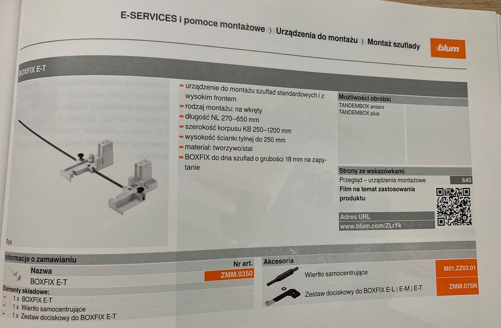 BLUM Szablon ZMM.0350 BoxFix