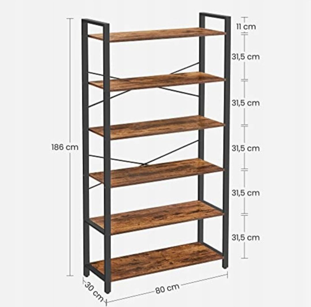 Regał Songmics Vasagle 80 cm x 186 cm x 30 cm czarny