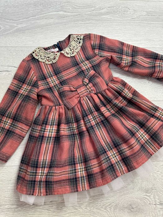 Тепле плаття в клітинку фланель на дівчинку 12 - 18 міс