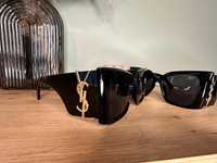 Okulary damskie duże YSL Yves Saint Laurent złote logo hit