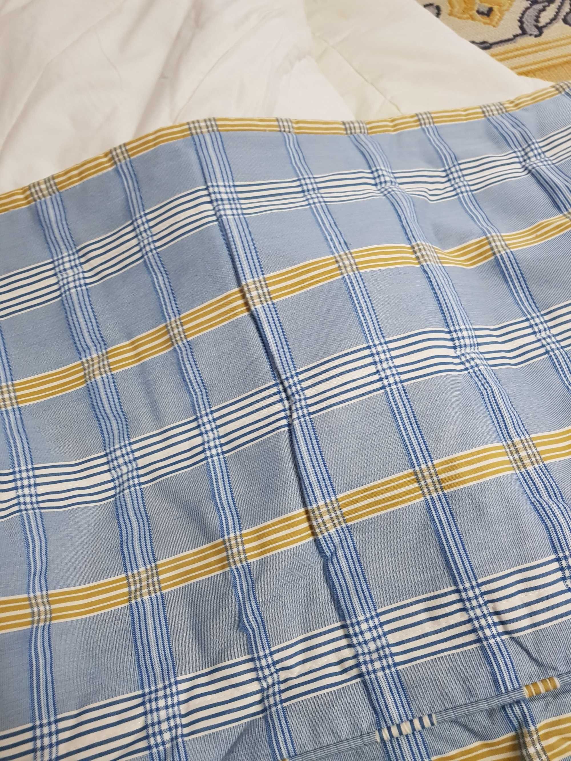 Colcha de cama Xadrez Tons Azul e Amarelo