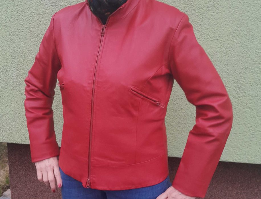 kurtka- ramoneska skóra/ bordo Frontline roz. 40