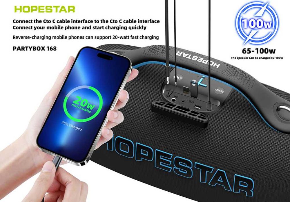 Колонка Hopestar PARTYBOX 168, 400 Вт (2 микрофона)