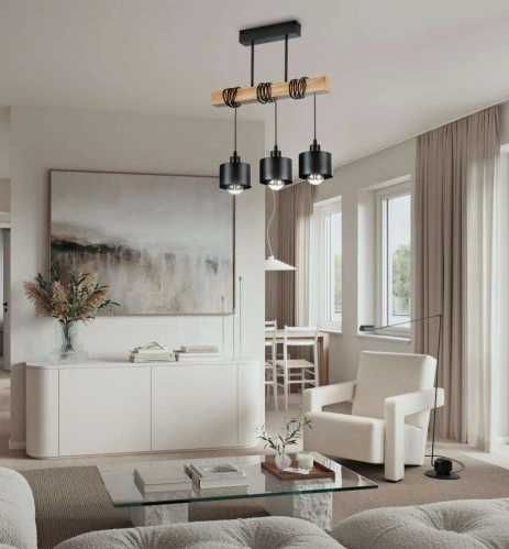 Lampa wisząca – żyrandol 3xE27 czarna, nowoczesna