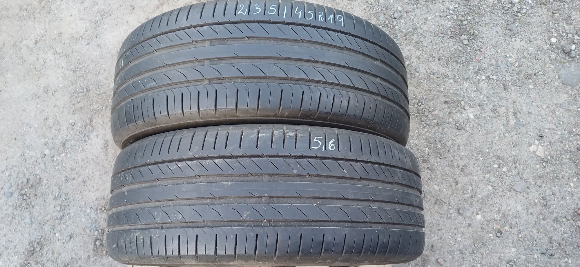 235/45R19 99V CONTINENTAL , dwie opony letnie używane.