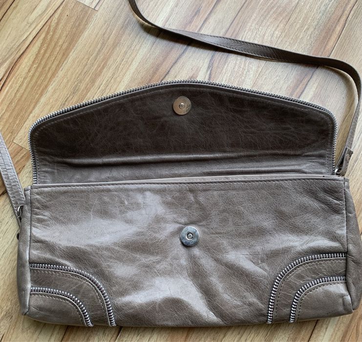 VENEZIA skórzana torebka damska szaro beżowa