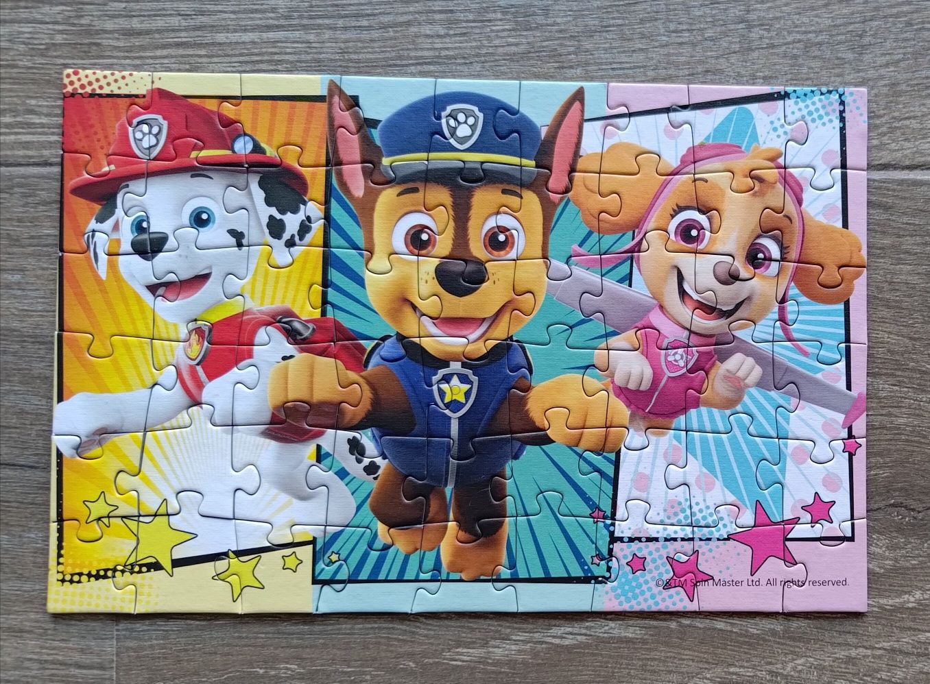 Komplet 3x mini puzzle Trefl Psi Patrol, 54 elementy, stan BDB