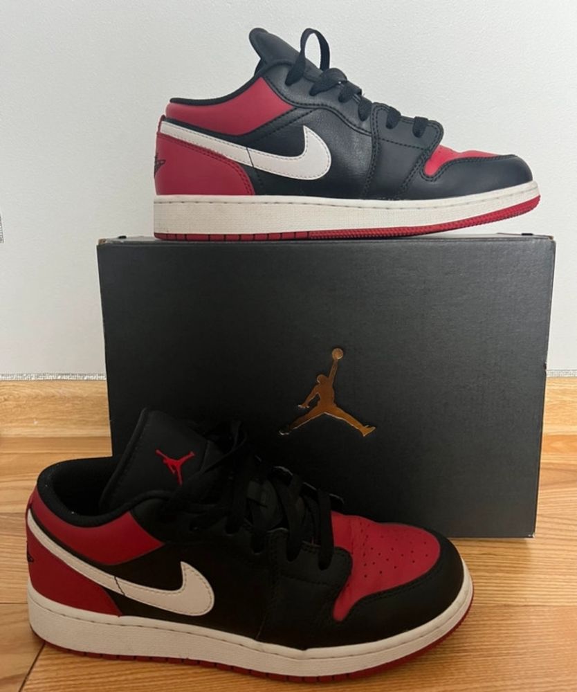 air jordan 1 low (gs) black/gym red-white 39 czerowne jordany