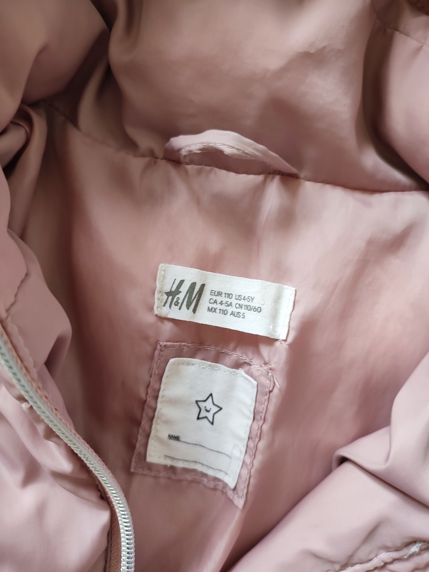 110 H&M kurtka puffer zimowa różowa