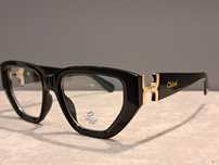CHLOE czarne damskie okulary zerówki oprawki zlote logo filtr uv 400