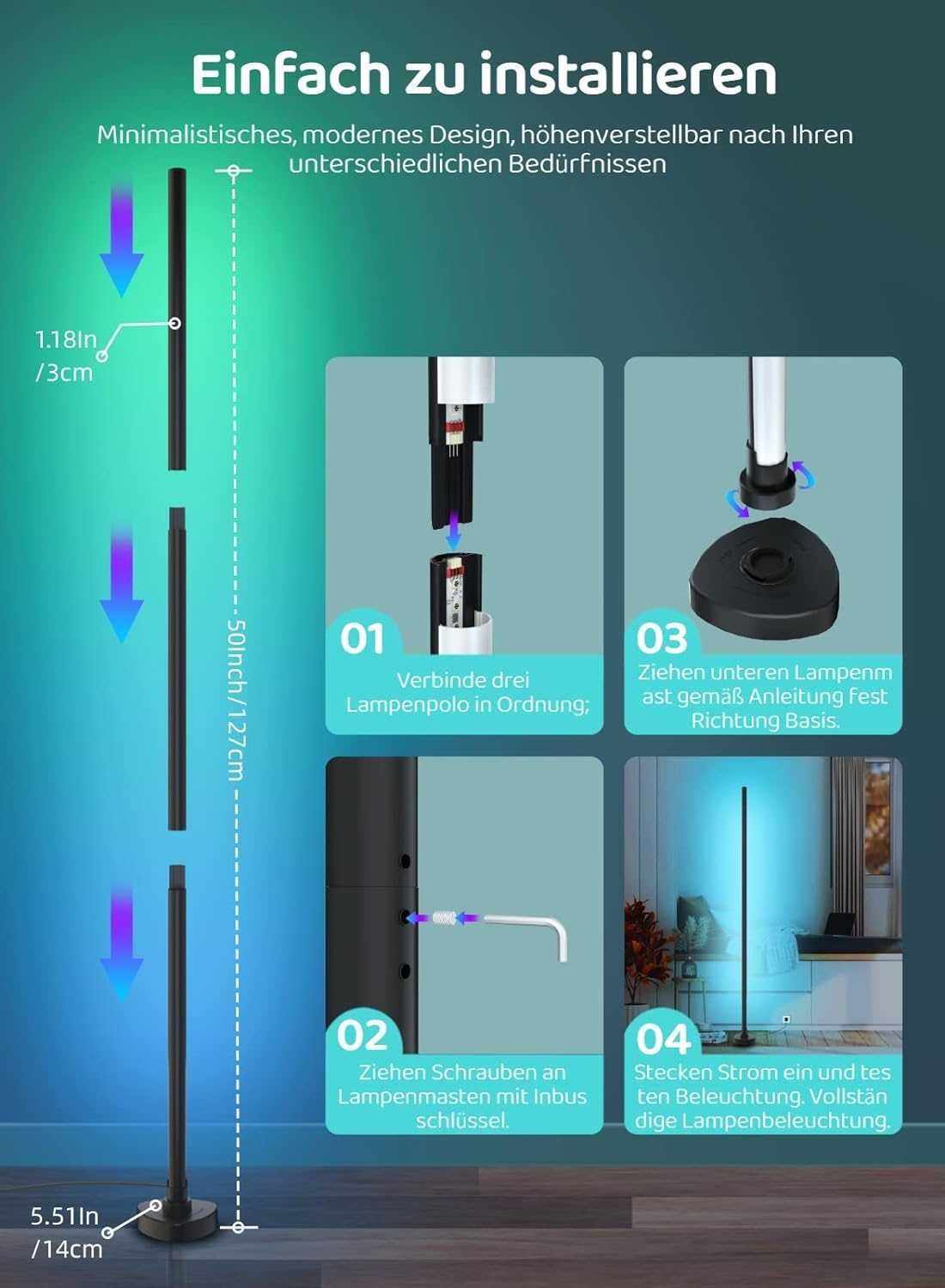 Inteligentna lampa LED, WiFi, RGB-IC, sterowanie aplikacją