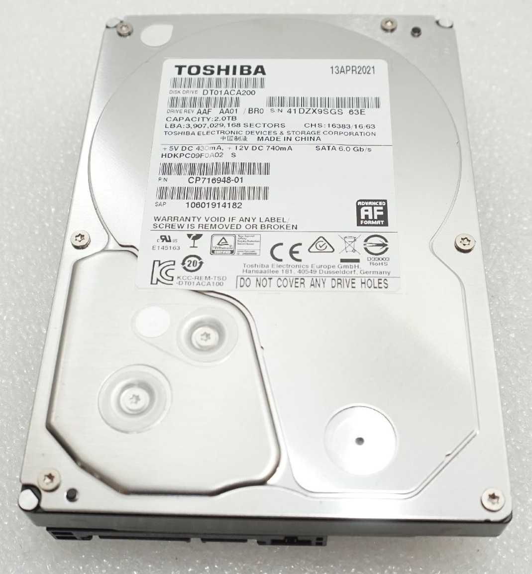 TOSHIBA DT01ACA200 2 TB 3.5" SATA III 7200 rpm. Nowy Dysk HDD