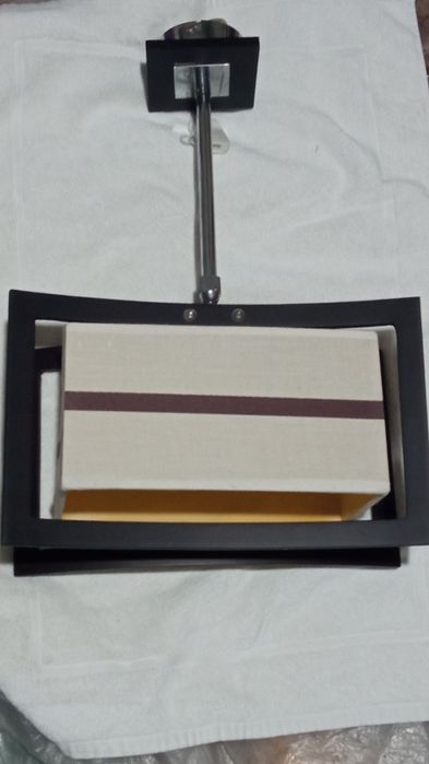 Lampa sufitowa drewno, płótno