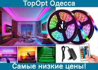 Цветная светодиодная лента RGB c пультом блоком питания подсветка 5м