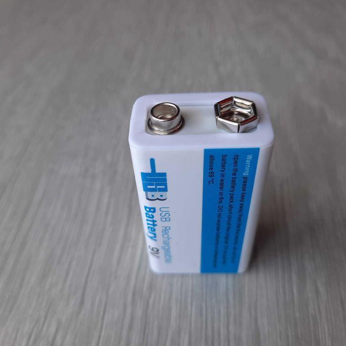 Pilha 9V 6800 mAh Lithium Recarregável USB-C