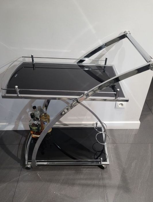 Barek czarne szkło plus chrom nowoczesny