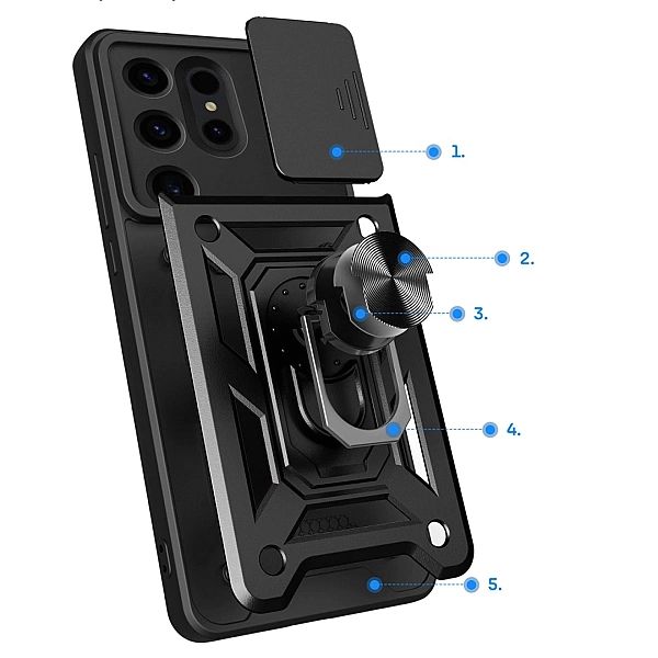 Etui Hybrid Armor Camshield do Samsung Galaxy S24 Ultra pancerne z osł