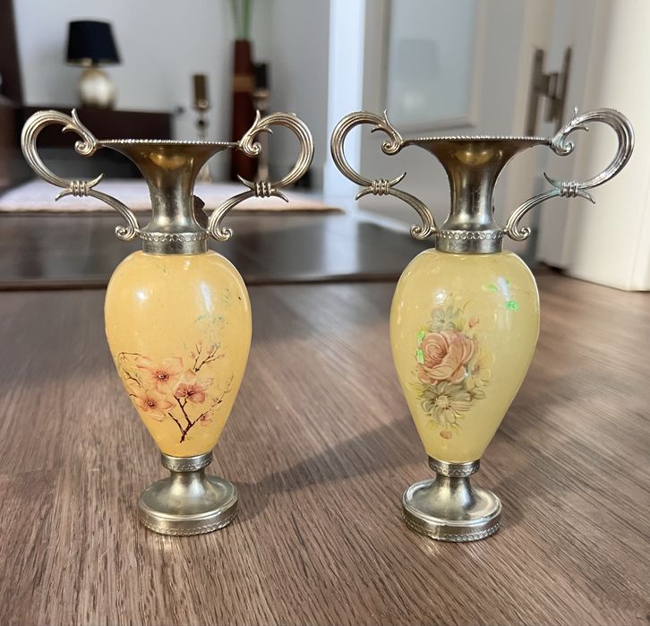 2 X Anforas Alabastro pintadas á mão.