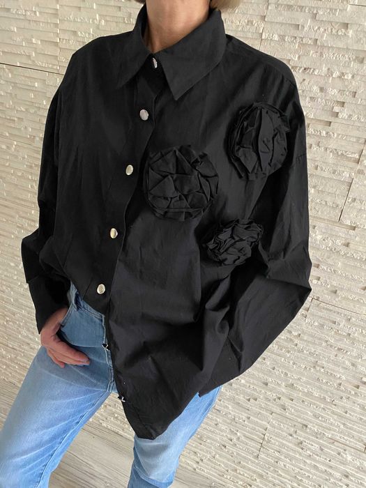 Valentino  nowa koszula z różą kwiaty ala 3D Cudo M-L