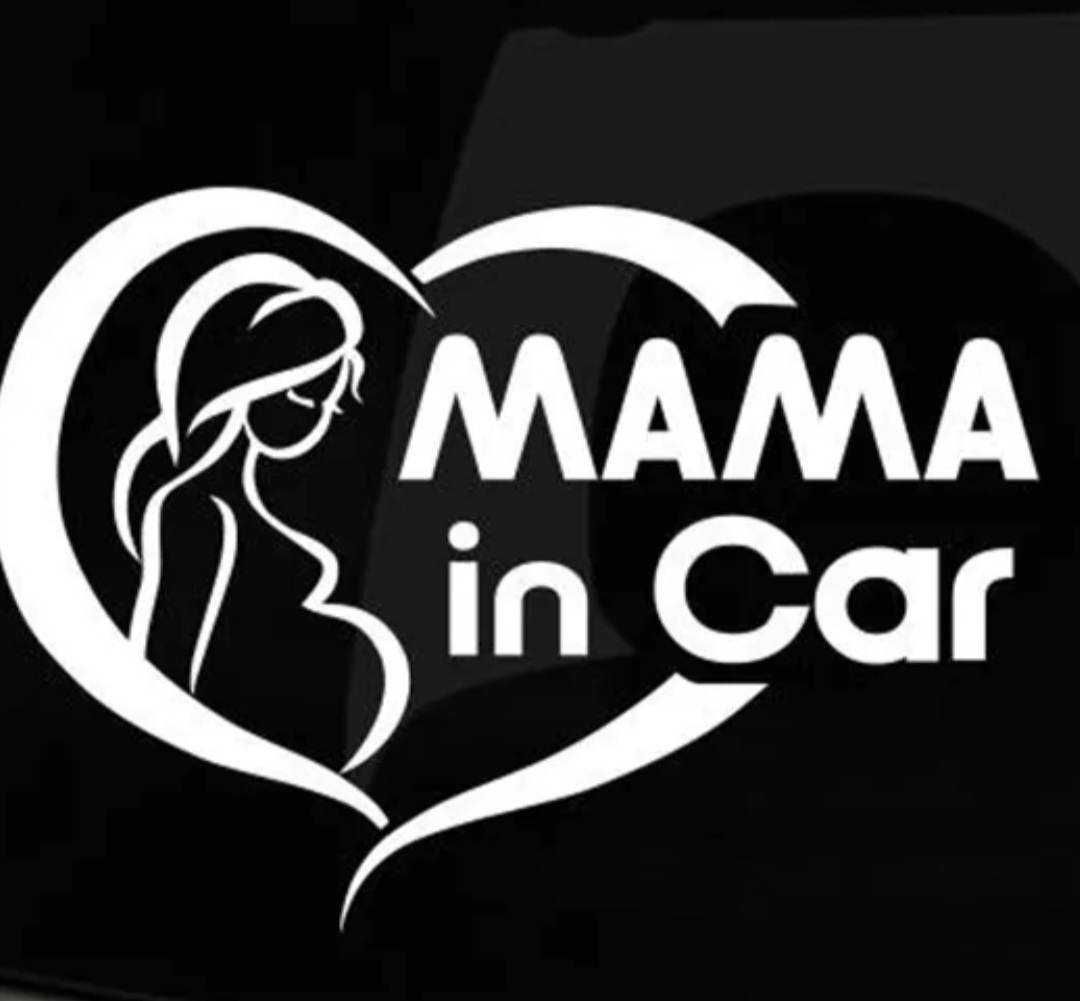 Naklejka na samochód "Mama in car" i "Dziecko w aucie" + łapki + napis