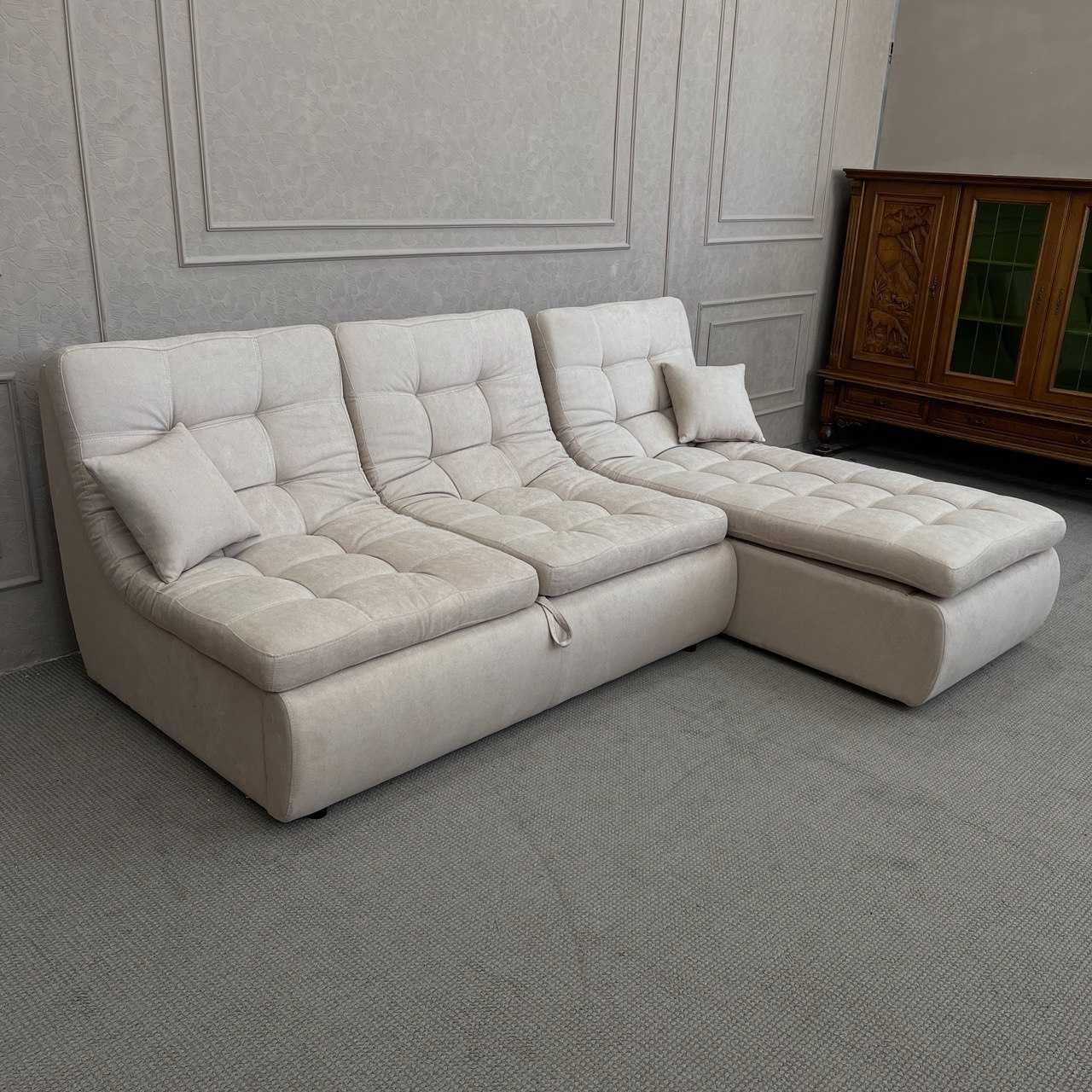 Новий розкладний диван з нішею в тканині купити