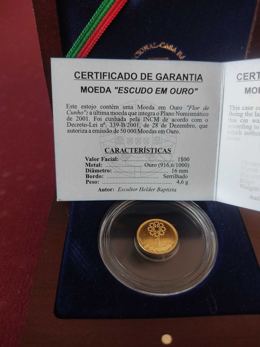 Moeda em Ouro "Flor de Cunho" 1 escudo - Edição Limitada