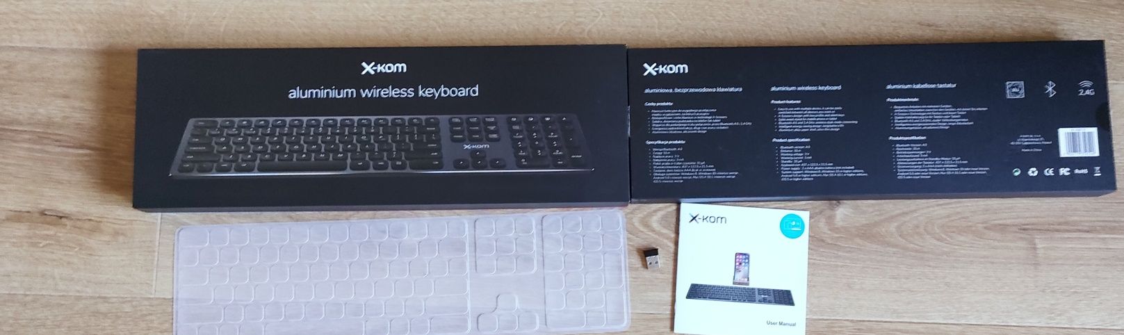 Klawiatura bezprzewodowa x-kom Aluminium Wireless Keyboard (Czarna)