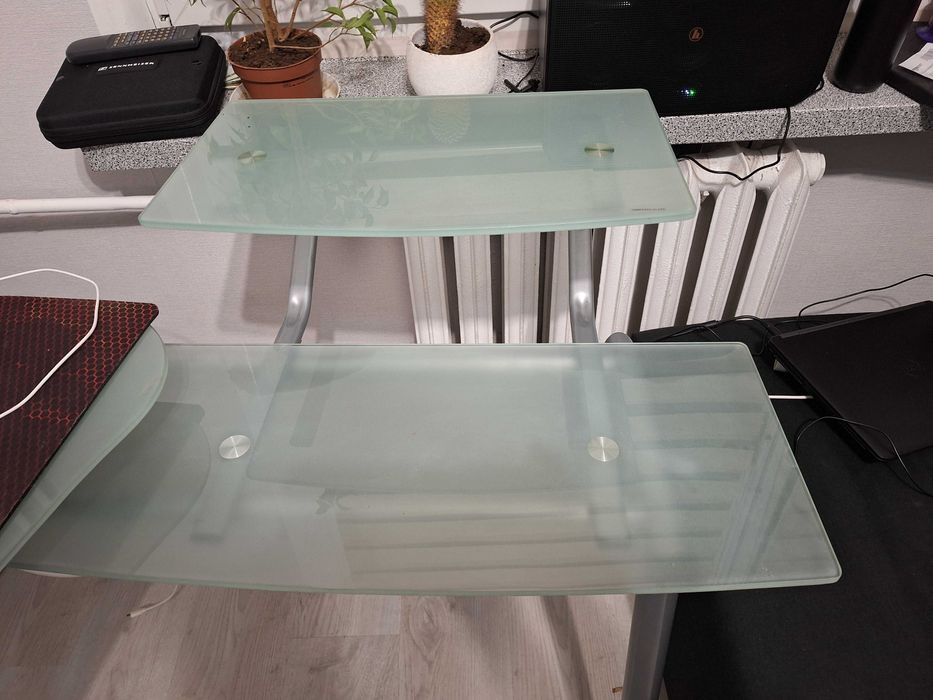 Biurko komputerowe szklane składane Aluminium 120x60 - 240x60