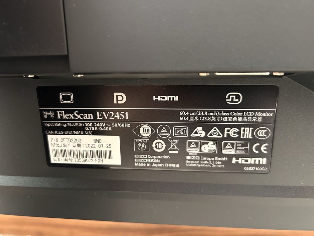 Monitor Eizo FlexScan EV2451