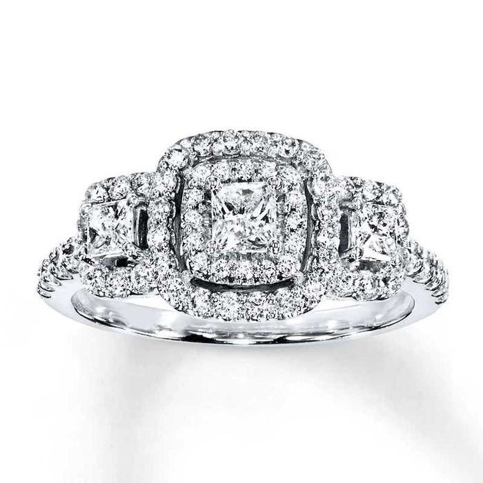 PIERŚCIONEK ZARĘCZYNOWY brylanty 7/8 karata 14K białe złoto