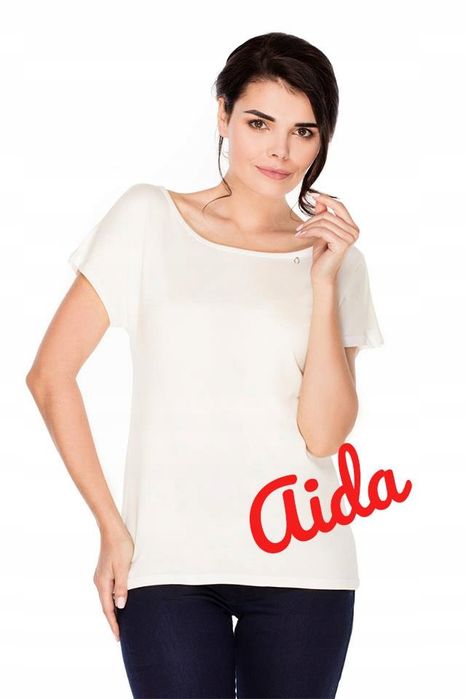 Violana Mleczna Bluzka Krótki Rękaw R. M