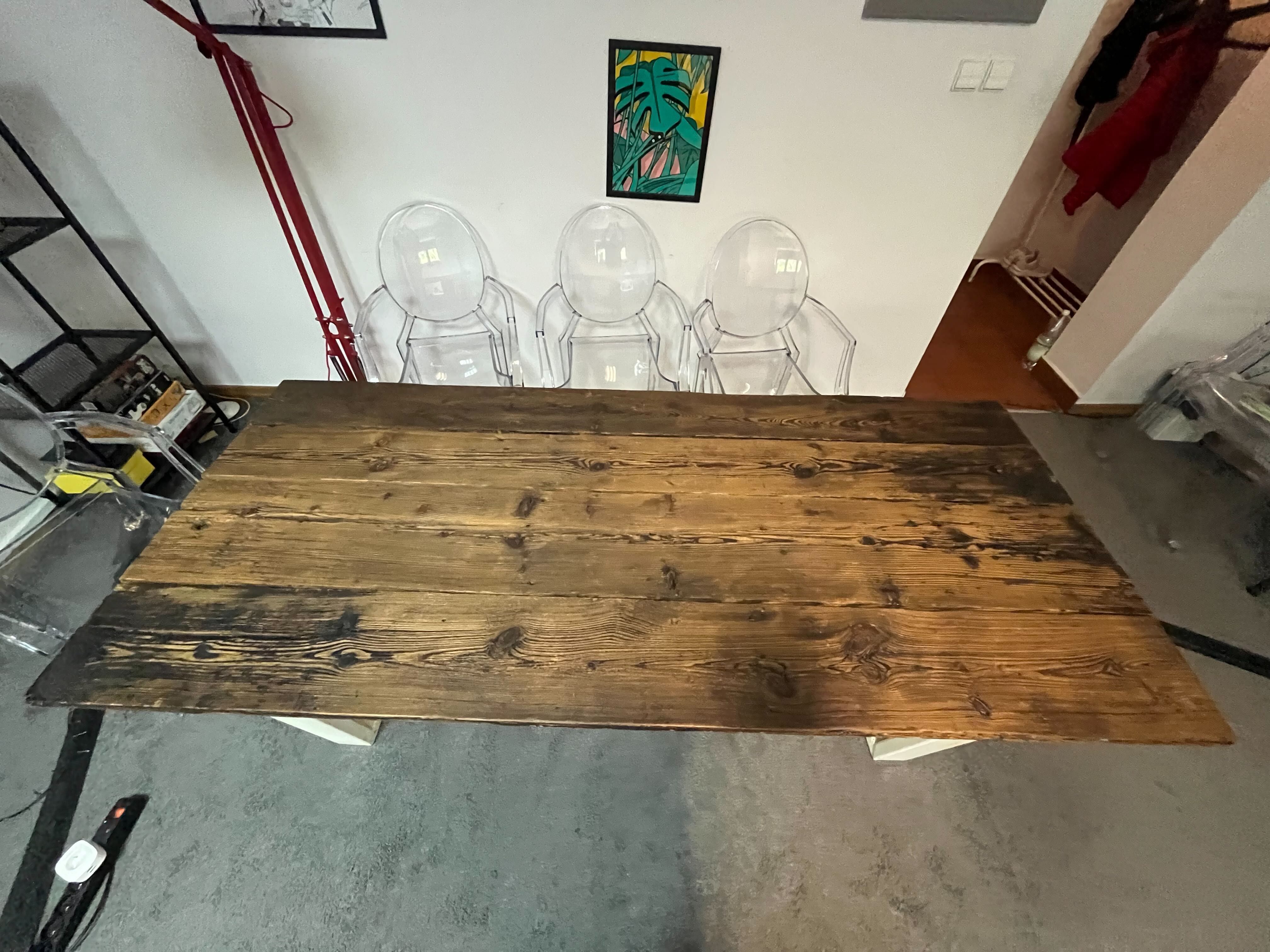 drewniany stół + 9 krzeseł