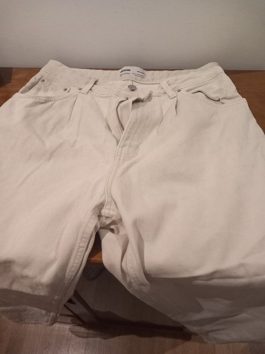 Calças de ganga bege bershka