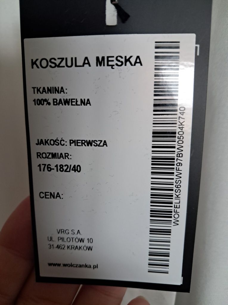 Koszula Wólczanka, na spinki, do muchy, musznika, nowa