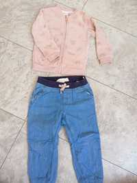 Sweterek dziewczęcy 92 rozmiar i spodnie ocieplane H&M 98 rozmiar