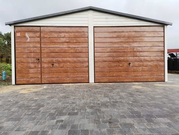 6x5 garaz w kolorze z palety ral bramy drewnopodobne PROMOCJA + Drzwi