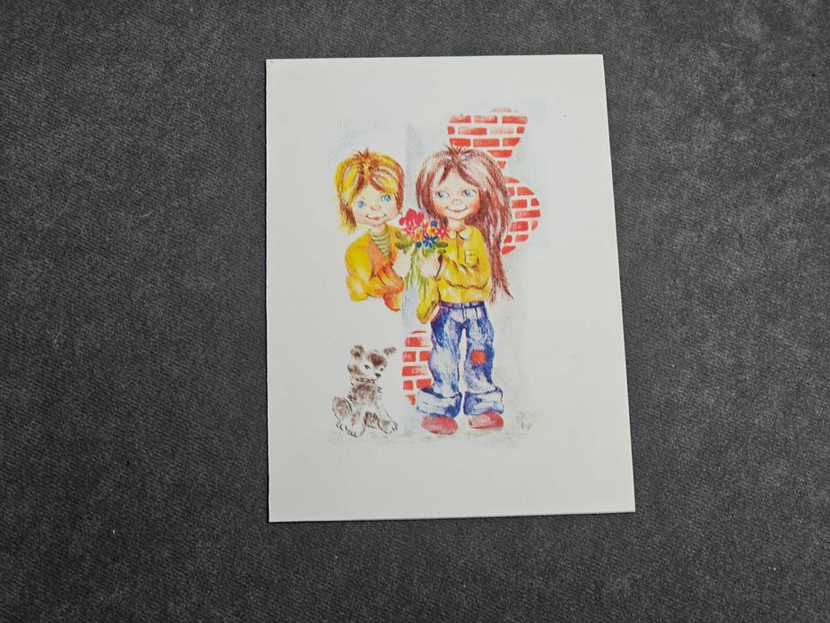 Stare pocztówki - A u nas czasem pada + dzieci