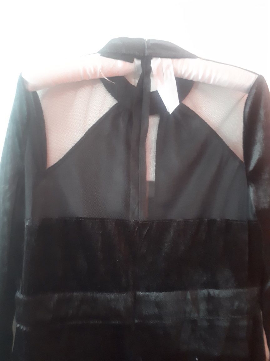 Shein aksamitna czarna sukienka 38 piękna