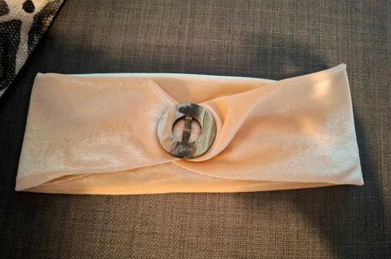 Nowa opaska przepaska handmade welur aksamit brzoskwiniowa