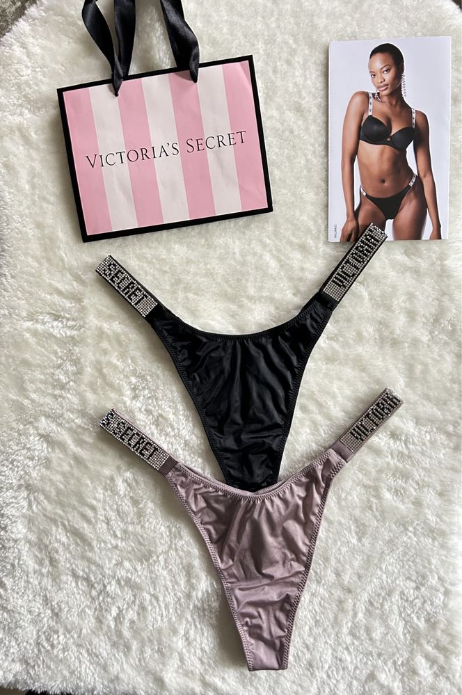 Victoria’s Secret majtki 2 pary stringi M nowe metka shine straplogo