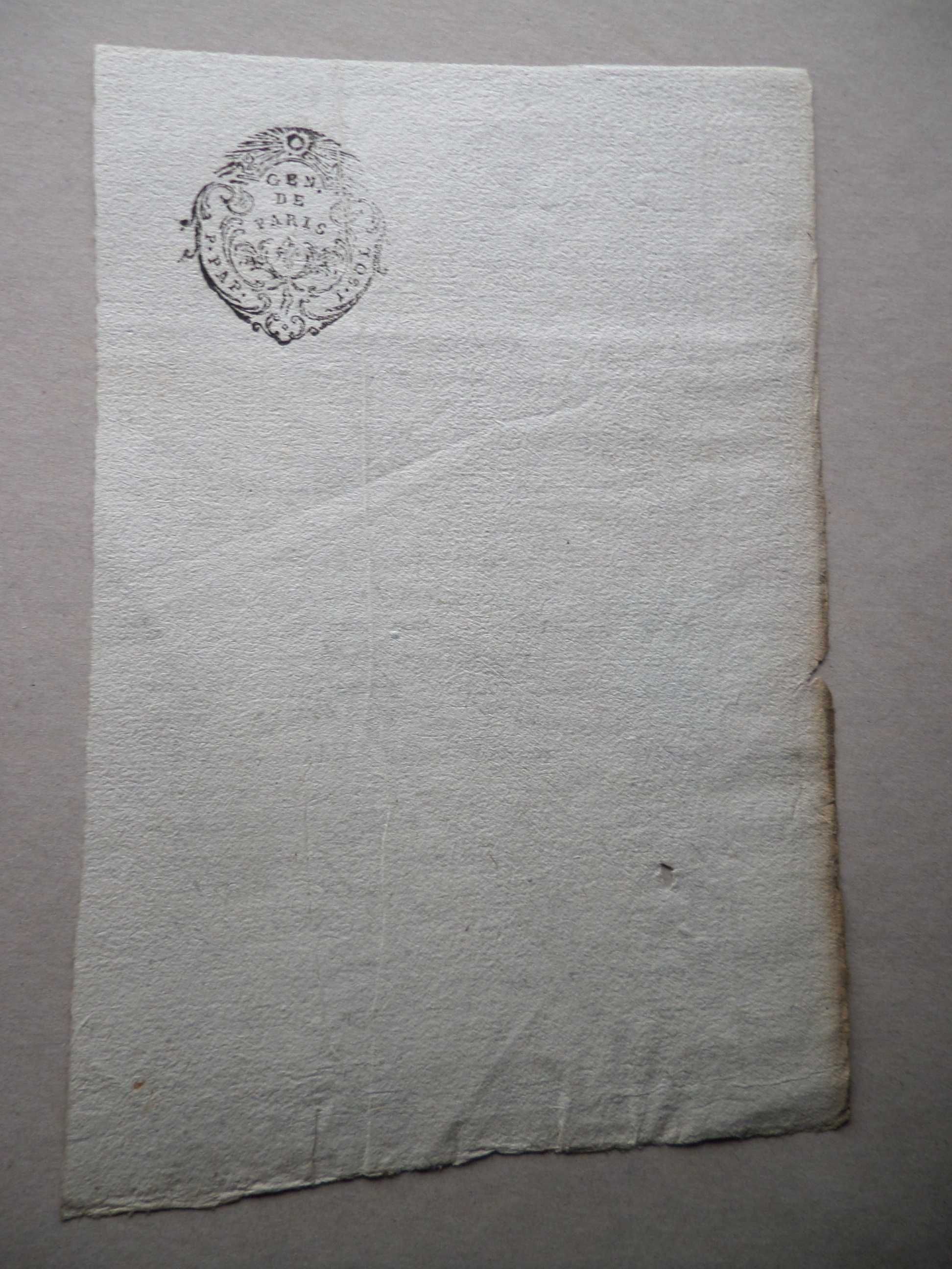 Documento Francês do Ano 1759  (Séc. XVIII)
