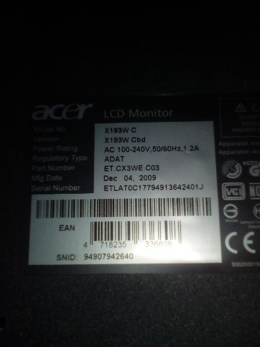 Acer X193W cbd---разборка