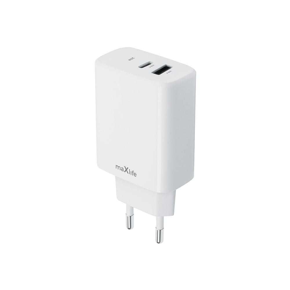 Sieciowa Ładowarka Maxlife MXTC-10 1xUSB 1xUSB-C 20W QC kolor: biały