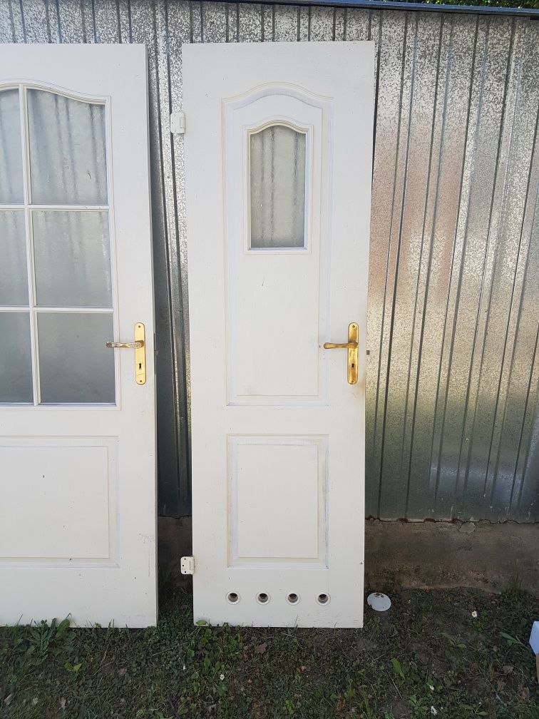 Drzwi drewniane 3 szt. PRAWE LEWE 80P 80L 60L Białe przeszklone