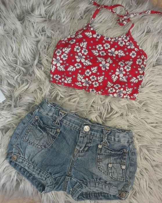 Zestaw ubrań dla dziewczynki 4-5 lat 104 110 cm spodenki  sukienka