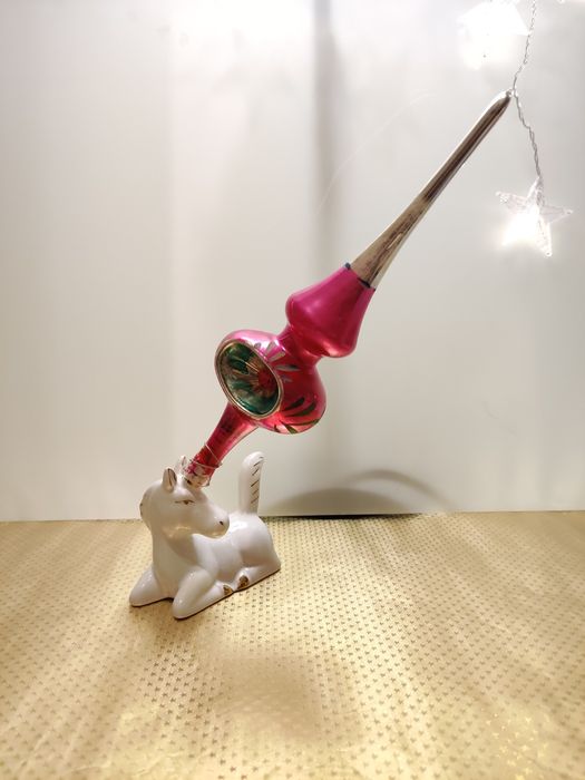 Bombka choinkowa szpic czubek PRL reflektor