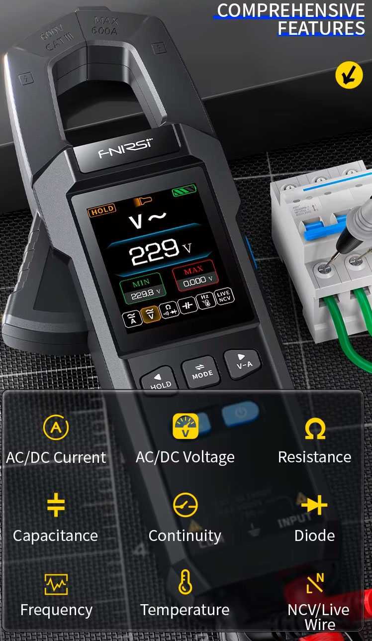 FNIRSI DMC-100 — професійні AC/DC кліщі-мультиметр 600А\10000В