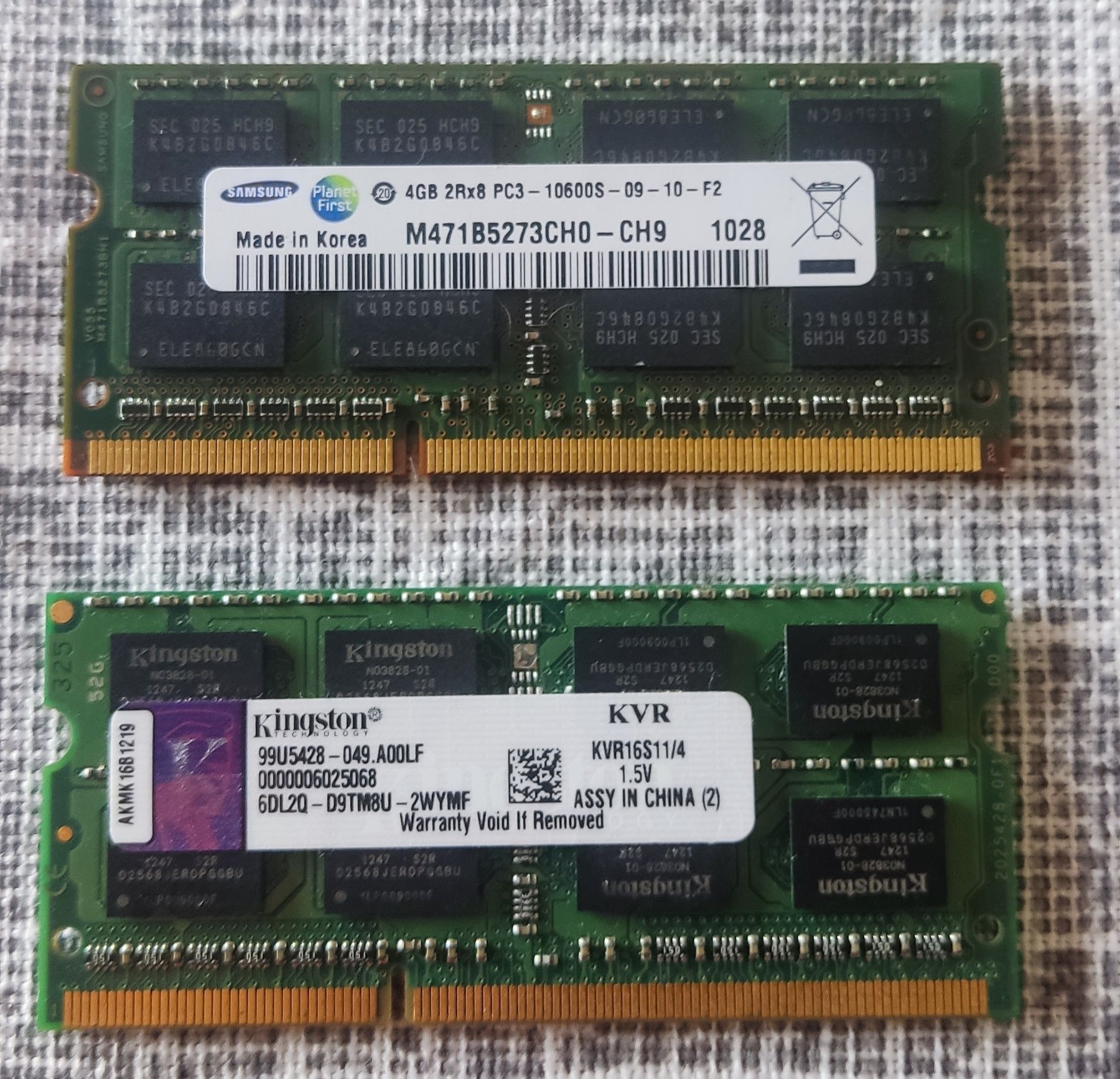 RAM Samsung + Kingston (4Gb + 4Gb)